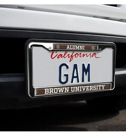 brown alumni metal license plate frame